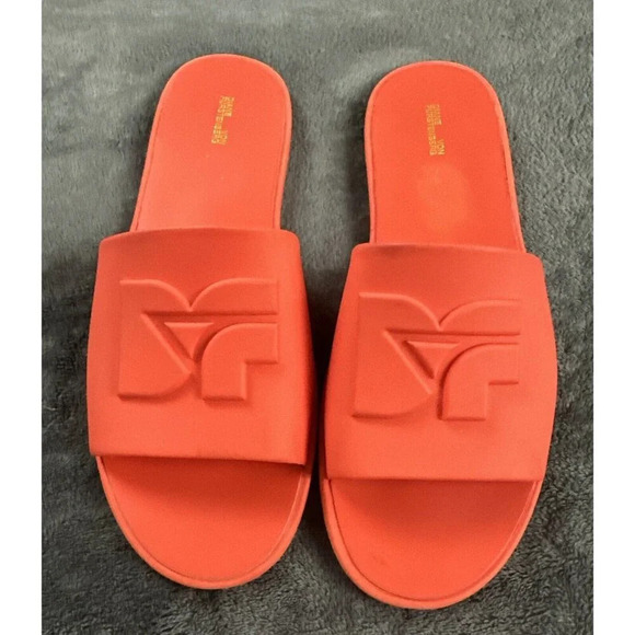 Diane Von Furstenberg "Kellan" Orange Rubber Slide Sandals w/Logo 8M MSRP $200 - Picture 12 of 16